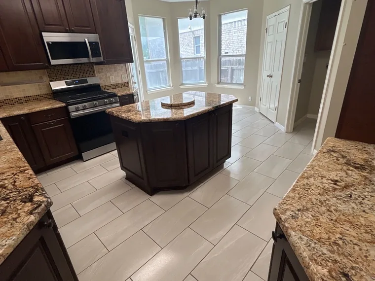New-build kitchen cleaned by Bellevue Clean, move-in ready